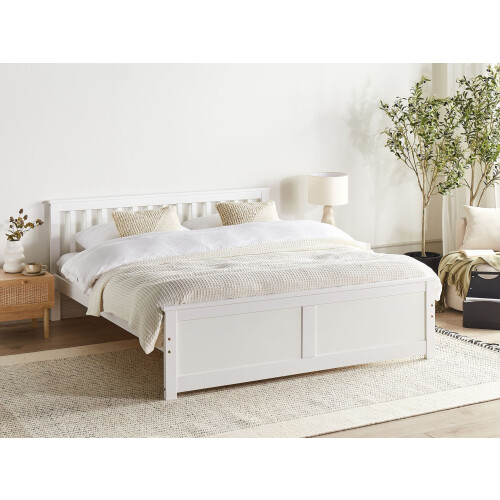 Beliani Bed Pine Wood OLENDON 160 x 200 cm (EU King Size) White 1
