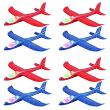8Pack LED Light Airplane Toys Throwing Foam Plane Flashing Luminous Glider Plane Outdoor Sport Birthday Party Favors