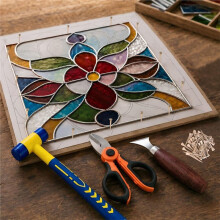 Stained Glass Tools and Supplies for Lead Came Work, 100pcs Hardened Steel Horseshoe Nails, Rubber Mounting Hammer