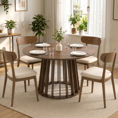 Homcom HOMCOM Modern Dining Table for 4-6 People 120 cm Light Walnut 1