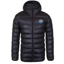 Newcastle United Mens Quilted Jacket Hooded Coat Official Gift Black Medium