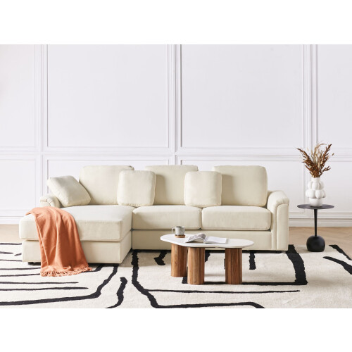 Beliani Corner Sofa 4 Seater KOHLO Fabric Light Beige Right Hand 1