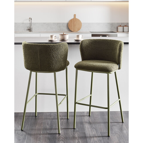 Beliani Set of 2 Bar Chairs MINA II Green 1