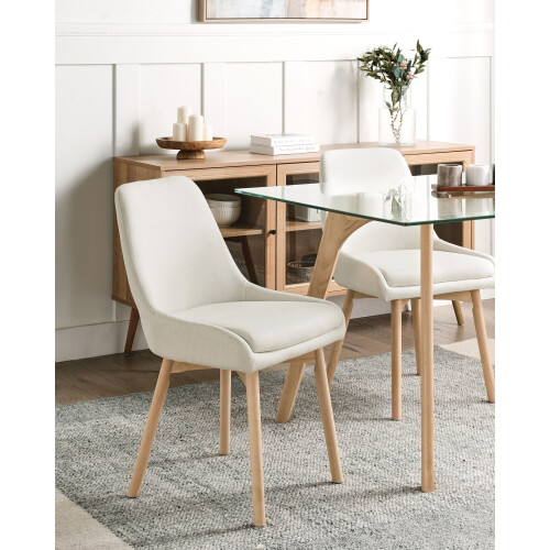 Beliani Set of 2 Dining Chairs MELFORT Fabric Off-White 1