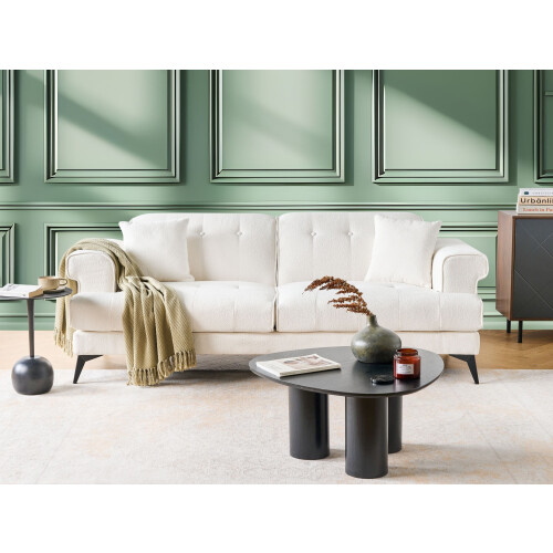 Beliani Sofa 3 Seater SKIVE Boucle White 1