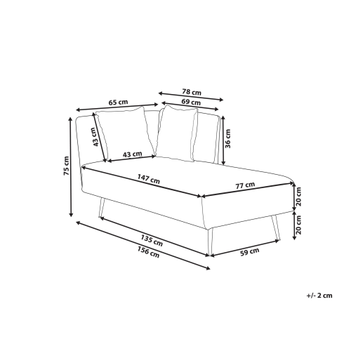 Beliani Left-Hand Chaise Longue RIOM Fabric White 2