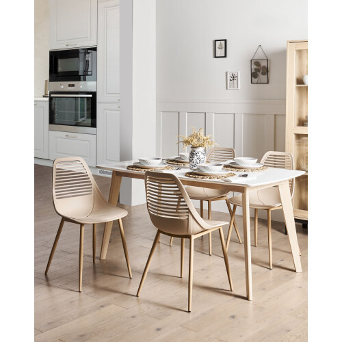 Beliani Set of 4 Dining Chairs MONTELLO Beige 1
