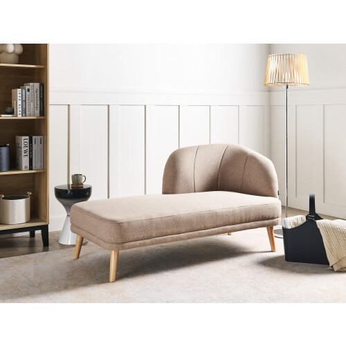 Beliani Right-Hand Chaise Longue TANLAY Fabric Light Brown 1
