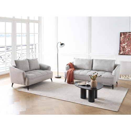 Beliani Living Room Set 5 Seater HOBRO Fabric Light Grey 1