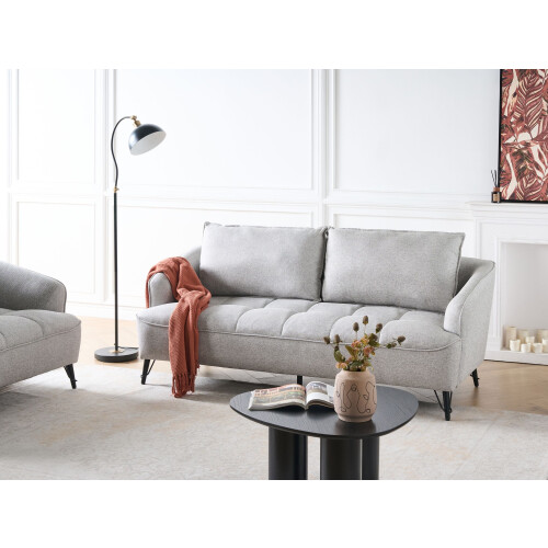 Beliani Sofa 3 Seater HOBRO Fabric Light Grey 1