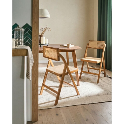 Beliani Set of 2 Dining Chairs Folding MODANE Bamboo Brown 1
