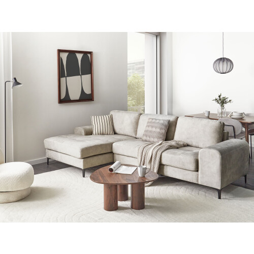Beliani Corner Sofa KIRUNA Velvet Light Beige Right Hand 1