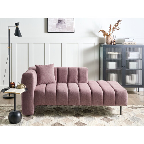 Beliani Left-Hand Chaise Longue LANNILS Fabric Pink 1