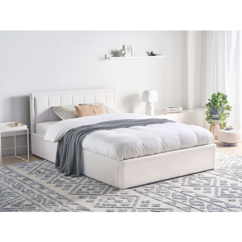 Beliani Ottoman Bed MONTLAUR Boucle White 140 x 200 cm (EU Double) 1