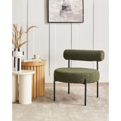 Beliani Armchair ALPHA Boucle Green 1