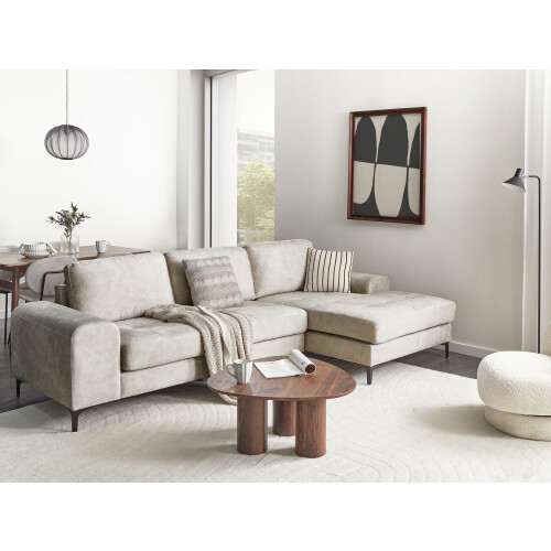 Beliani Corner Sofa KIRUNA Velvet Light Beige Left Hand 1