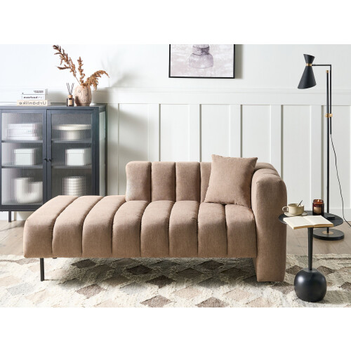 Beliani Right-Hand Chaise Longue LANNILS Fabric Light Brown 1