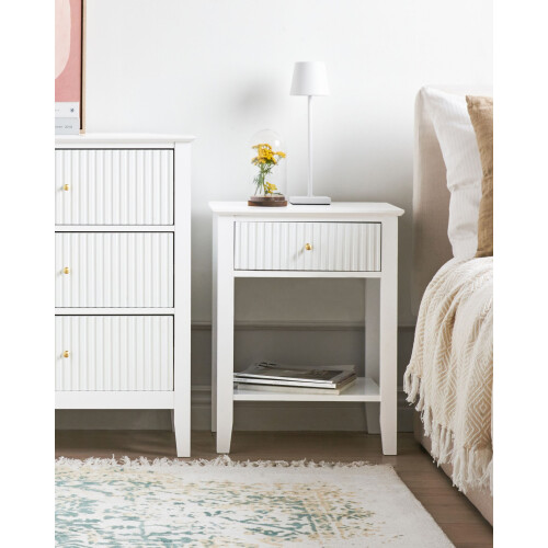 Beliani 1 Drawer Bedside Table ASSISI White 2