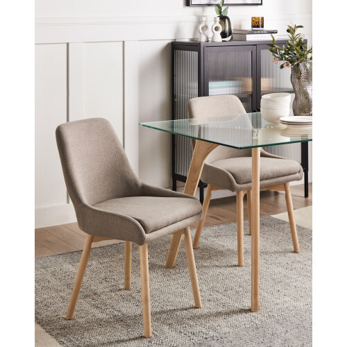 Beliani Set of 2 Dining Chairs MELFORT Fabric Brown 1