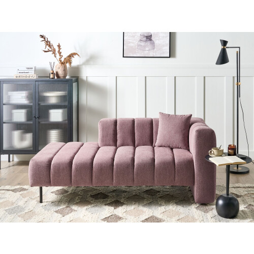 Beliani Right-Hand Chaise Longue LANNILS Fabric Pink 2