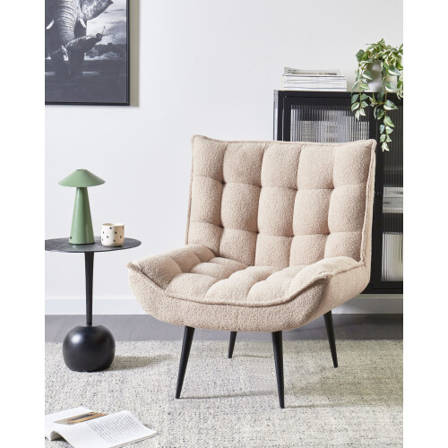 Beliani Armchair ALVESTA Boucle Beige 1