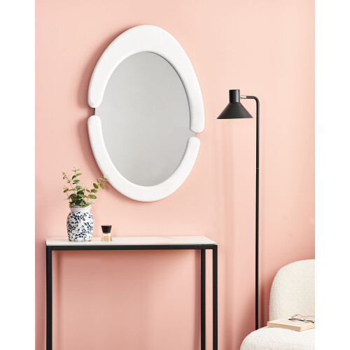 Beliani Wall Mirror MASSAY 53 cm x 90 cm Velvet White 1