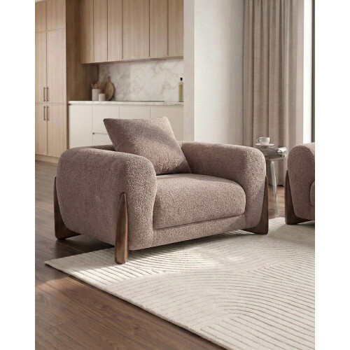 Beliani Armchair VINLIDEN Boucle Brown 1