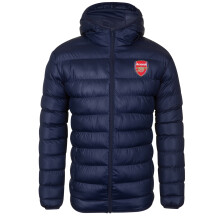 Arsenal F.C. Mens Quilted Jacket Hooded Winter Coat Official Navy Crest XXL