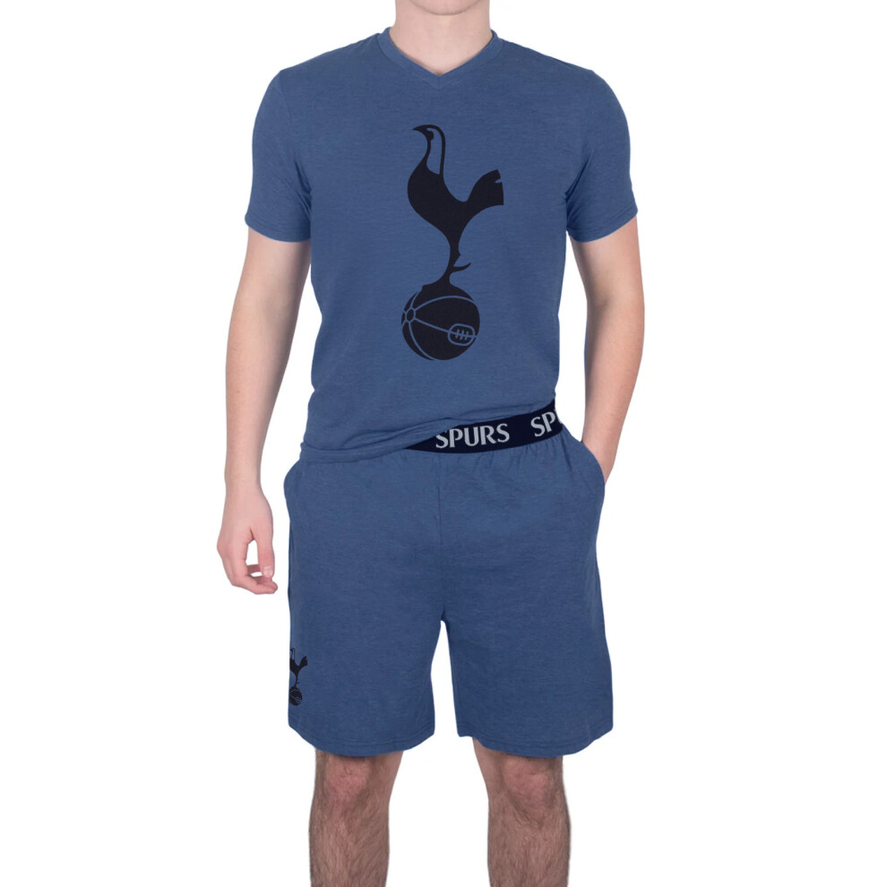 Tottenham Hotspur Official Mens Loungewear Short Pyjamas Navy Marl Medium
