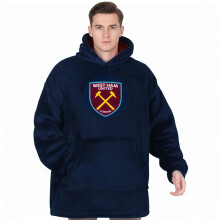 West Ham United FC Adults Oversized Hoodie Blanket Official Navy XL-XXXL