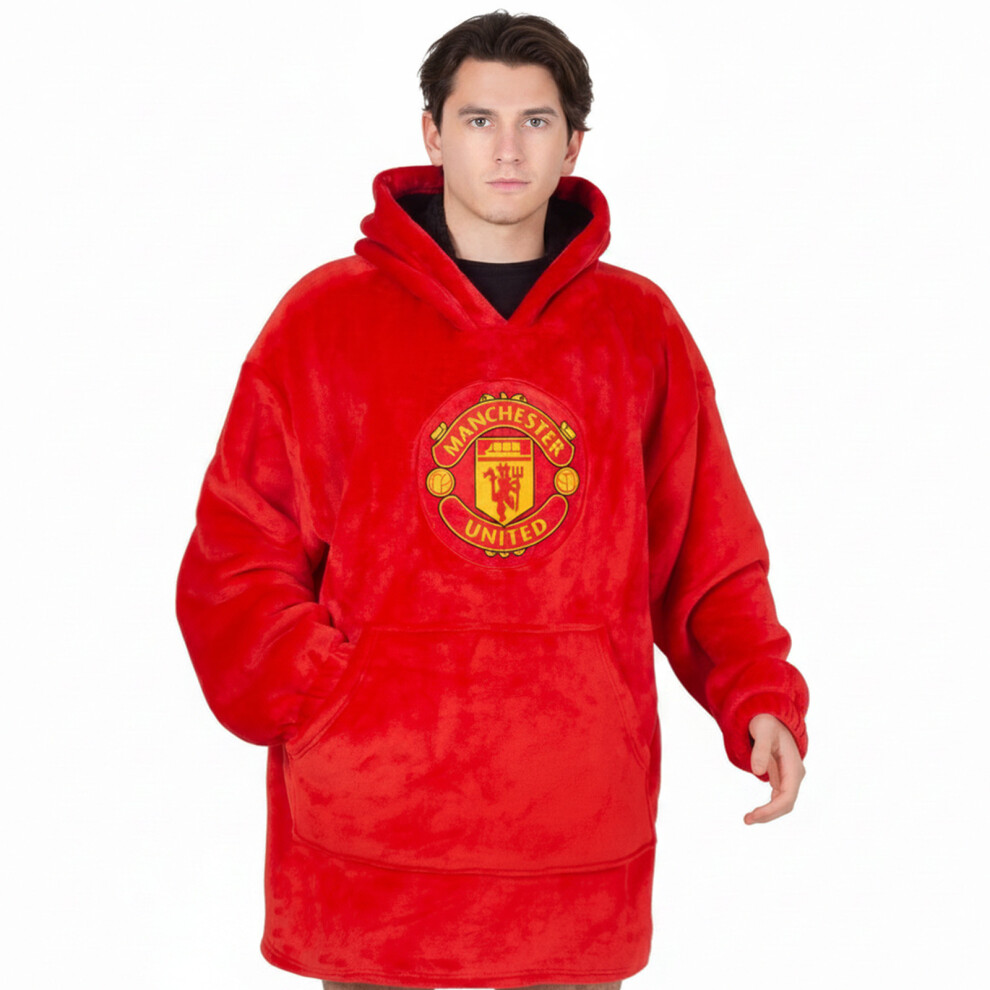 Manchester United Adults Oversized Hoodie Blanket Official Gift Red Xl-Xxxl