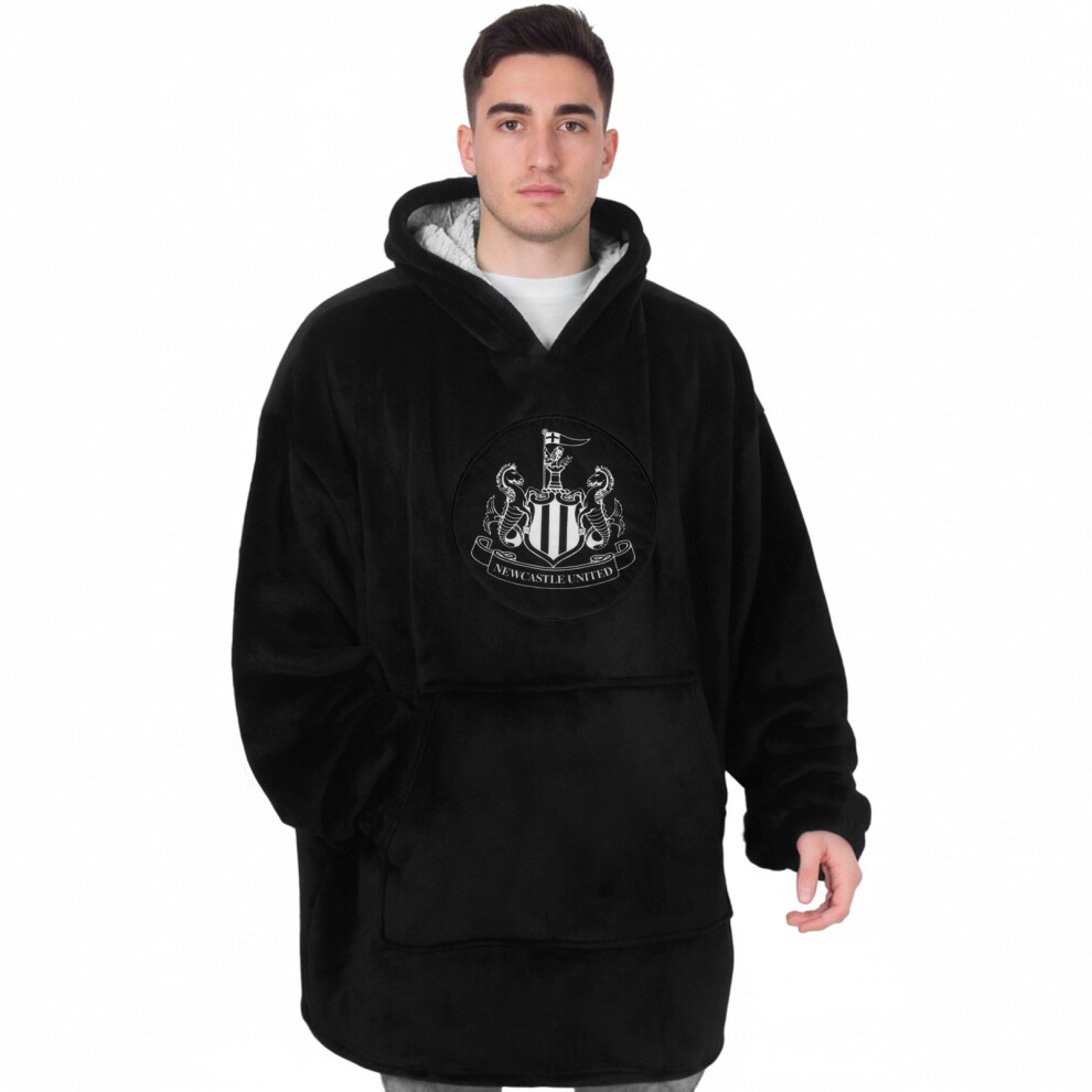 Newcastle United Adults Oversized Hoodie Blanket Official Gift Black S-L