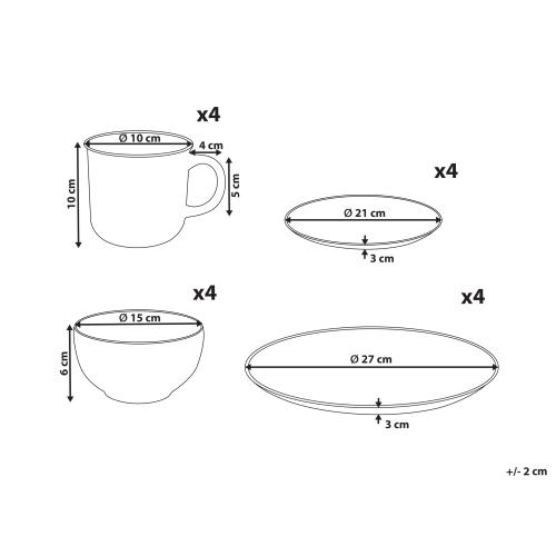 Beliani Set of 16 Dinnerware NUTMEG Stoneware Black 2