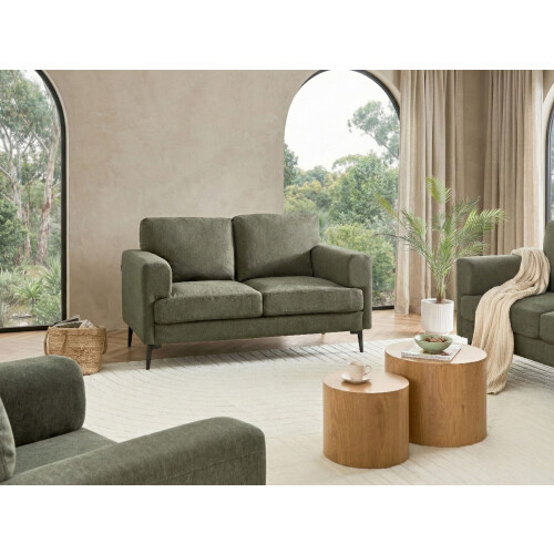 Beliani Sofa 2 Seater LOUSTO Fabric Green 1