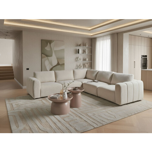 Beliani Modular Corner Sofa 5 Seater KIVVIK with Ottoman Boucle Off-White Left Hand 1