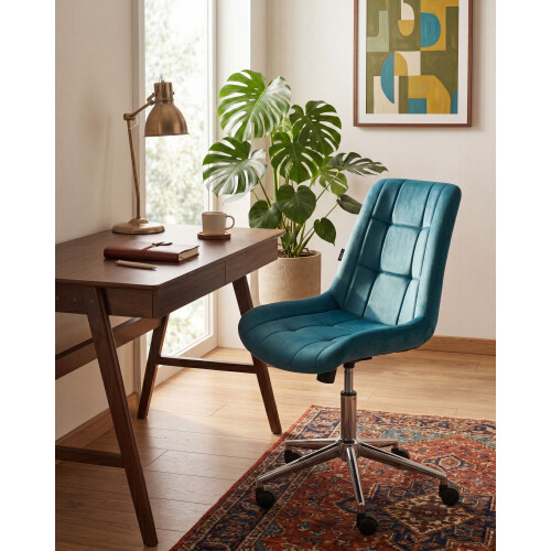 Beliani Office Chair MELROSE Velvet Teal 1
