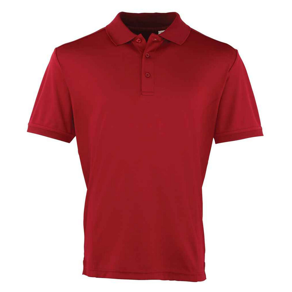 Premier (S, Burgundy) Mens Coolchecker Pique Polo Shirt