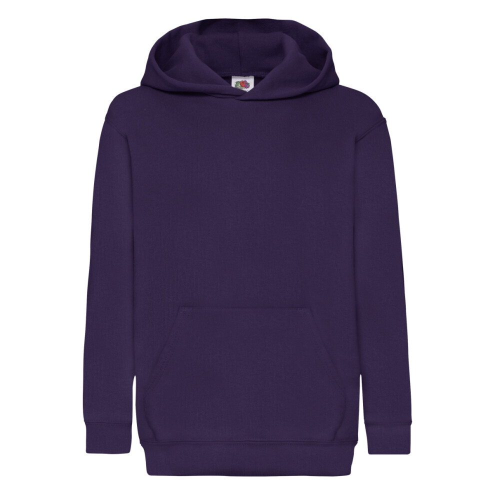 Fruit Of The Loom (12-13, Purple) Childrens Unisex Hooded Sweatshirt / Hoodie
