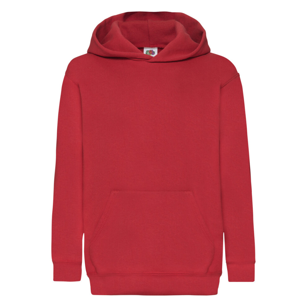 Fruit Of The Loom (12-13, Red) Childrens Unisex Hooded Sweatshirt / Hoodie