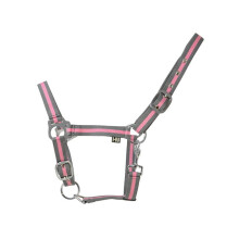 (Full, Grey/Baby Pink) Hy Two Tone Horse Headcollar