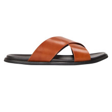 (9 UK, Brown) Dune London Mens Leather Criss Cross Strap Flat Sandals