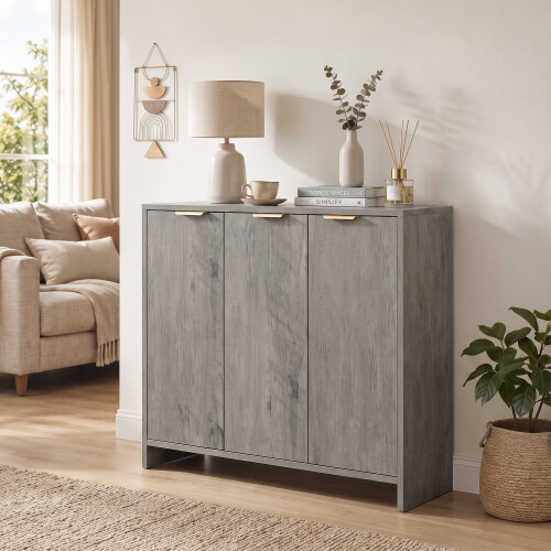 Homcom HOMCOM Sideboard with 3 Doors and Adjustable Shelves, Kitchen Cupboard, Grey