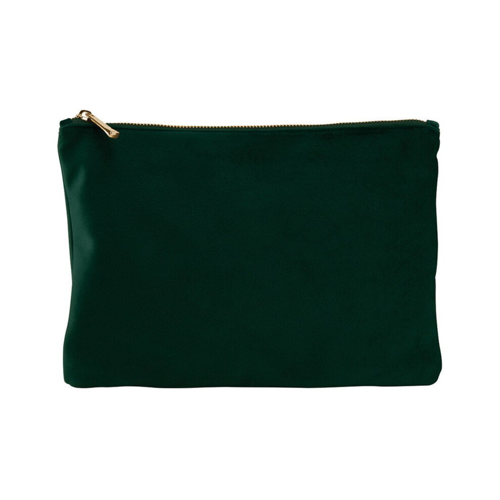 Bagbase Velvet Cosmetic Case 17cm x 12cm in Dark Emerald - Image 4