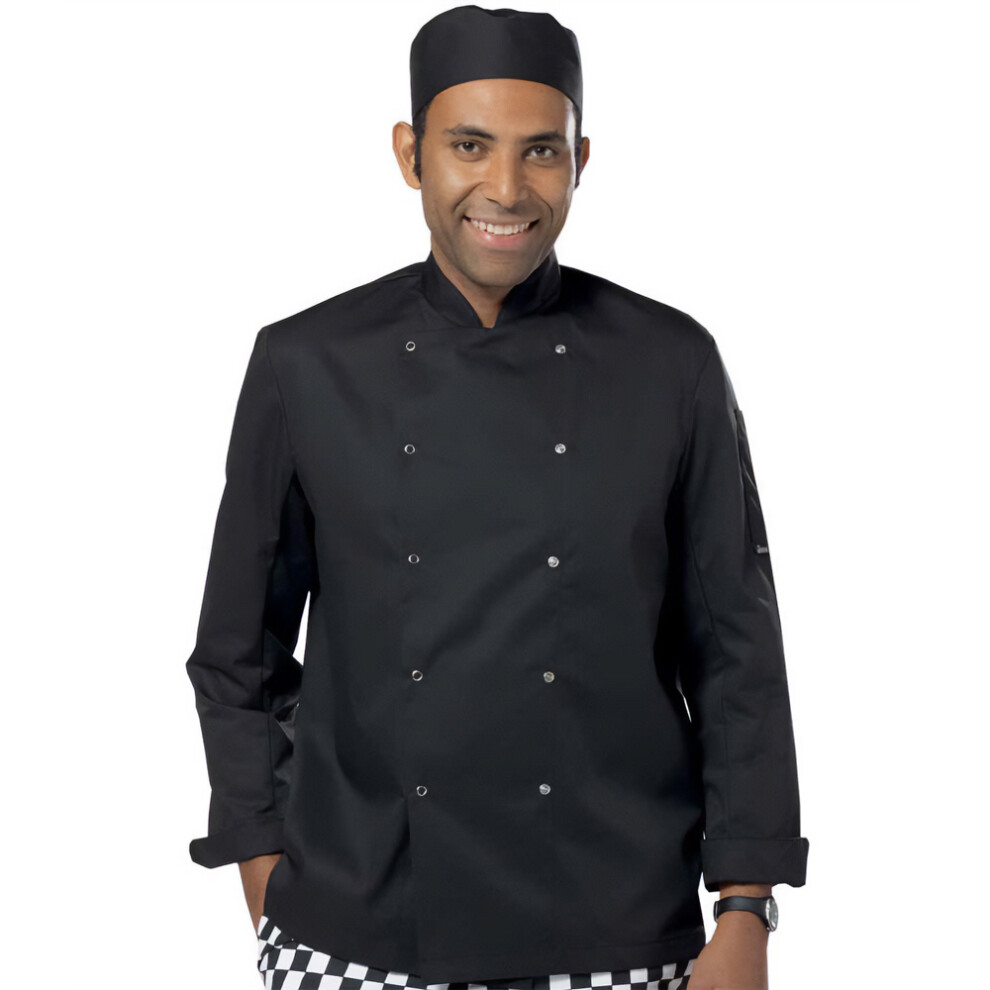 (L, Black) Dennys Unisex Adult Press Stud Long-Sleeved Chef Jacket 5063527375162