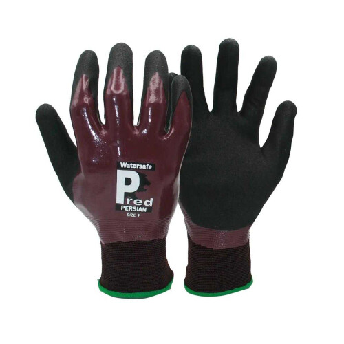(8, Black/Maroon) Predator Persian Watersafe Safety Gloves