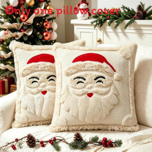(Santa Claus) Series Plush Christmas Pillow Cover With Snowman Deer Design For Holiday Decor