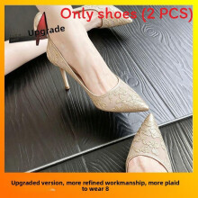 (Champagne 6cm,40)Womens Mesh Pointed Toe High Heels With Rubber Sole For Casual Summer Looks