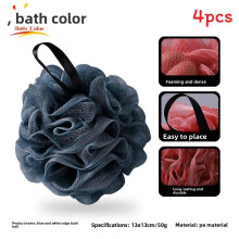 (Dark Blue)4pcs Bath Scrubber Gradient Ball Suspension Shower Sponge For Family Bathing