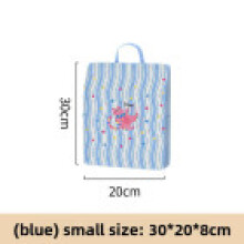 (Blue 30x20x8cm)Sac à Linge pour Vêtements avec Cartoon Rayé Chat Imprimé et Tissu Durable Maille