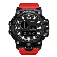 (Red) Mens Digital Multifunction Sport Watch Suitable For Active And Students Men